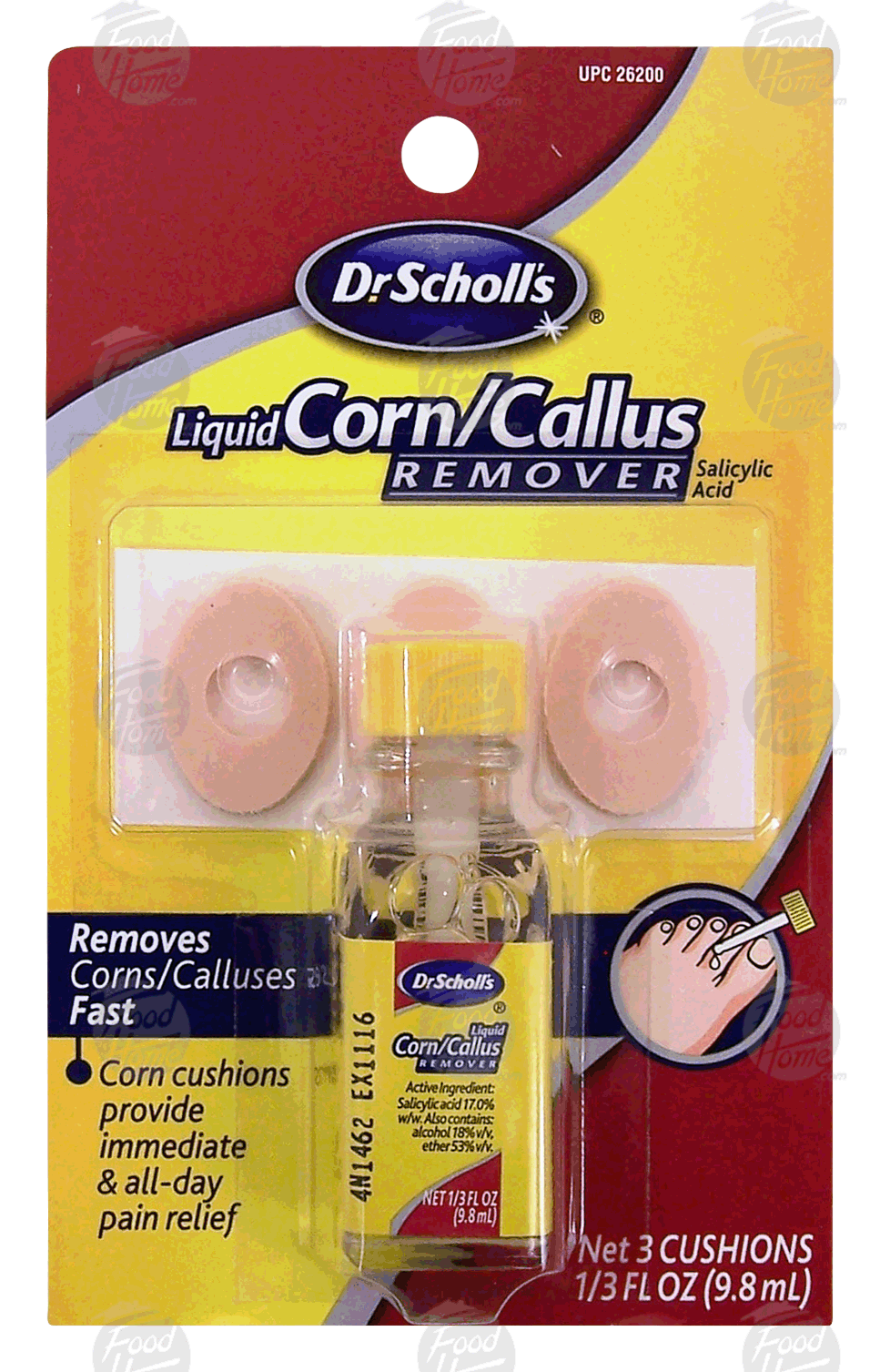 Dr Scholl's  liquid corn/callus remover, salicylic acid, 3 pads and liquid drop dispenser Full-Size Picture